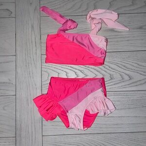 Super cute hot pink and light pink bathing suit